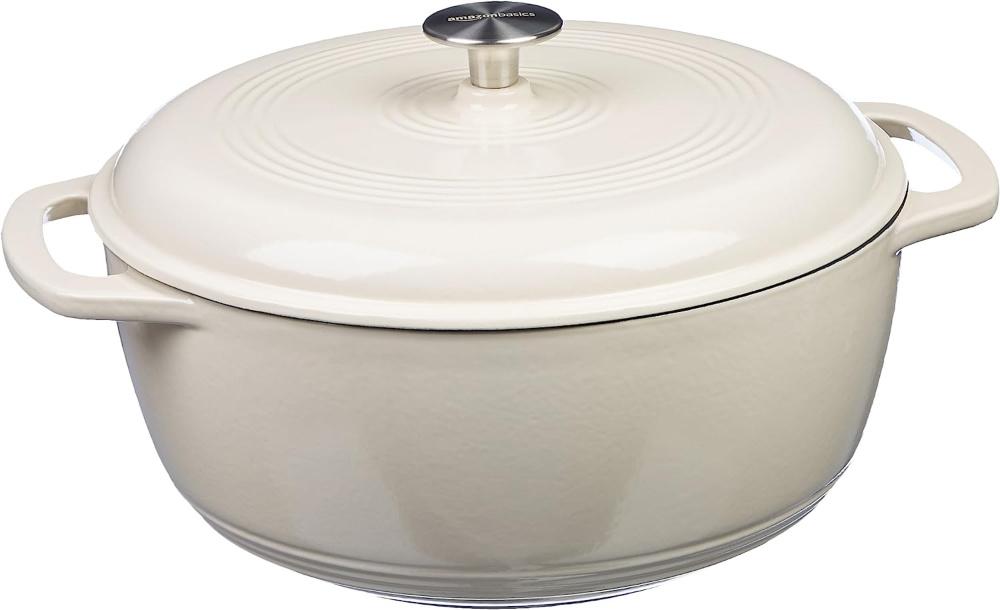 amazon basics enameled cast iron dutch oven - durable