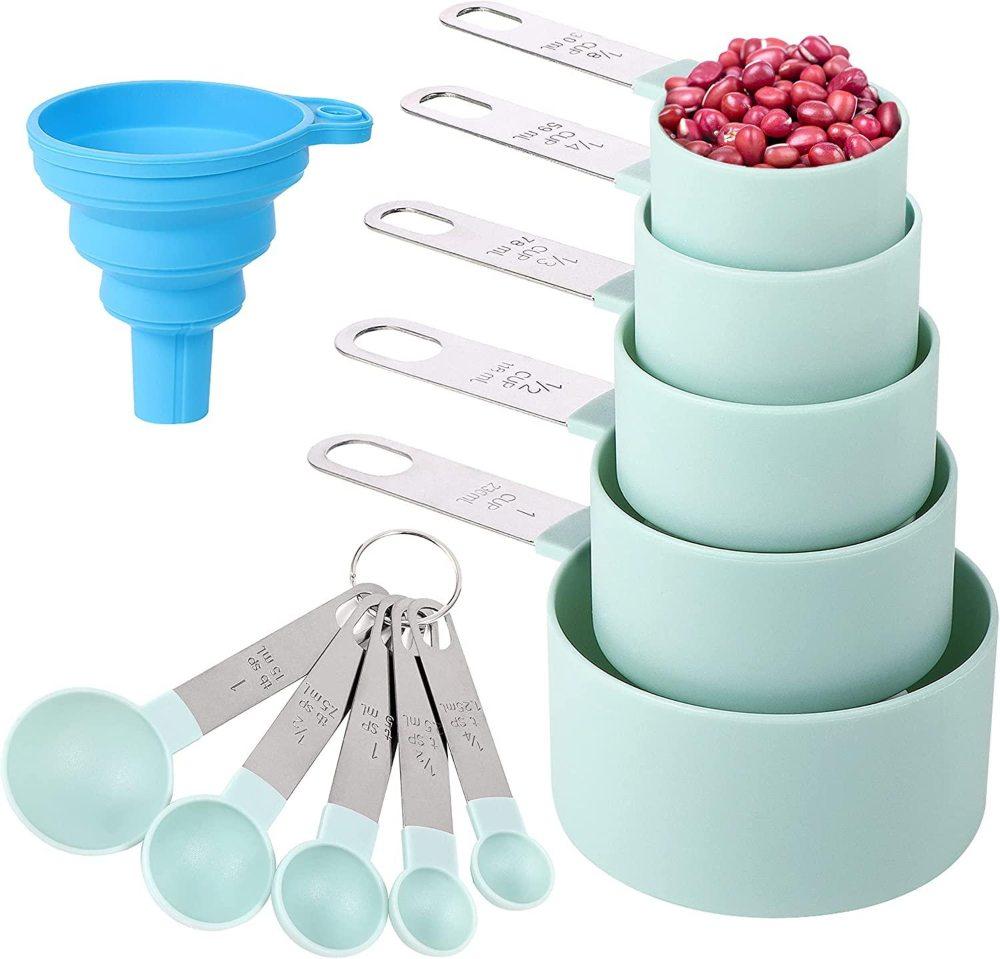 ewagoa stainless steel measuring cups and spoons set - dishwasher safe