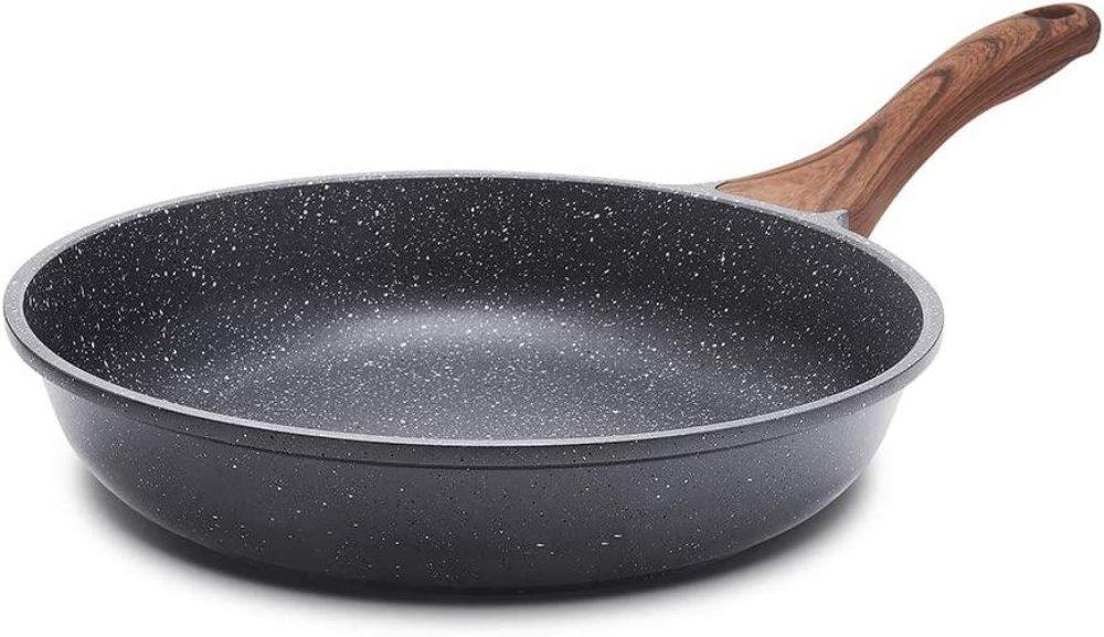 sensarte nonstick frying pan skillet - woodgrain handle