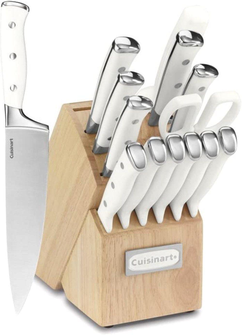 cuisinart 15-piece knife set with block - carbon stainless steel blades