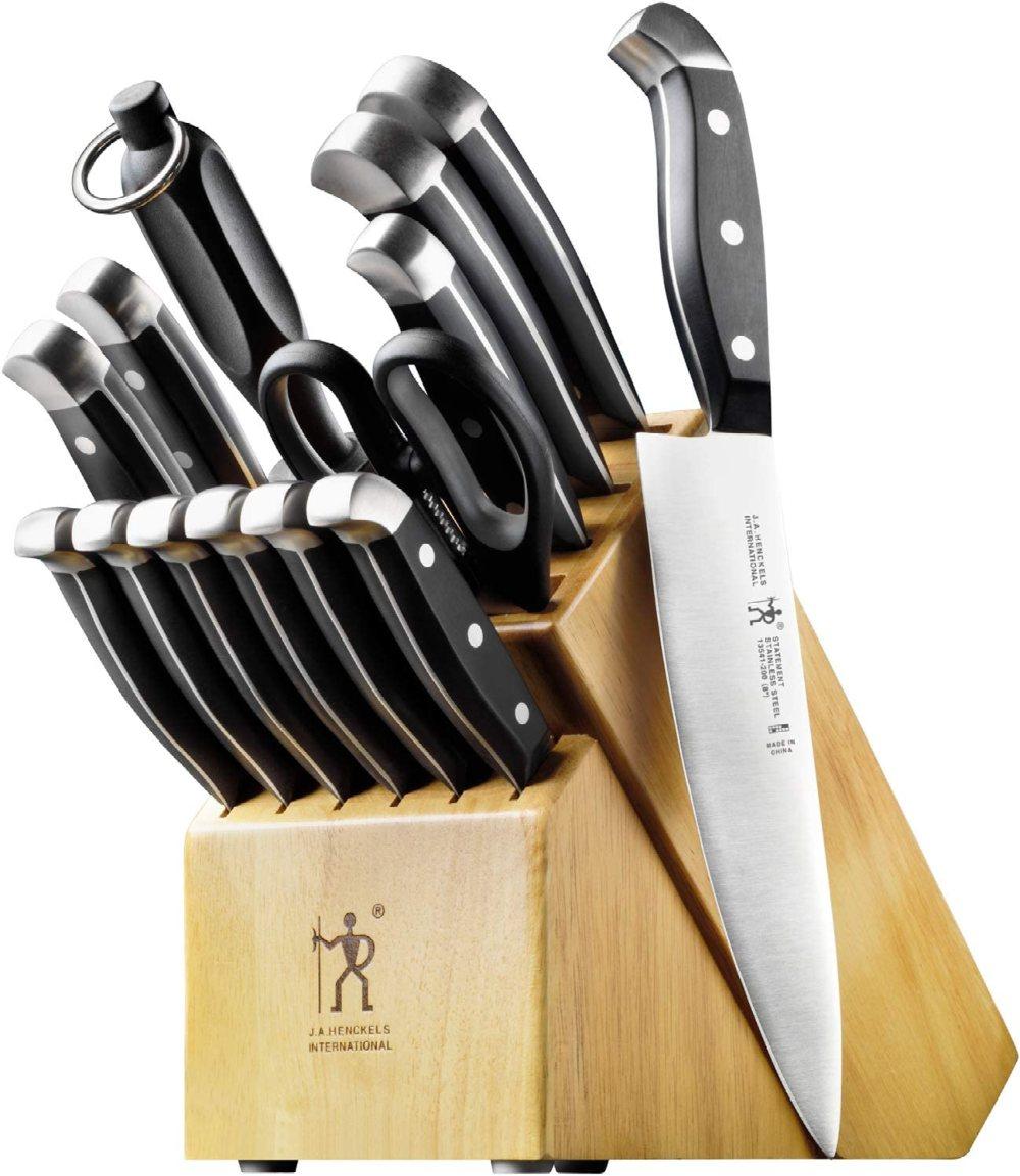 henckels statement 15-piece white handle knife set - quick clean-up