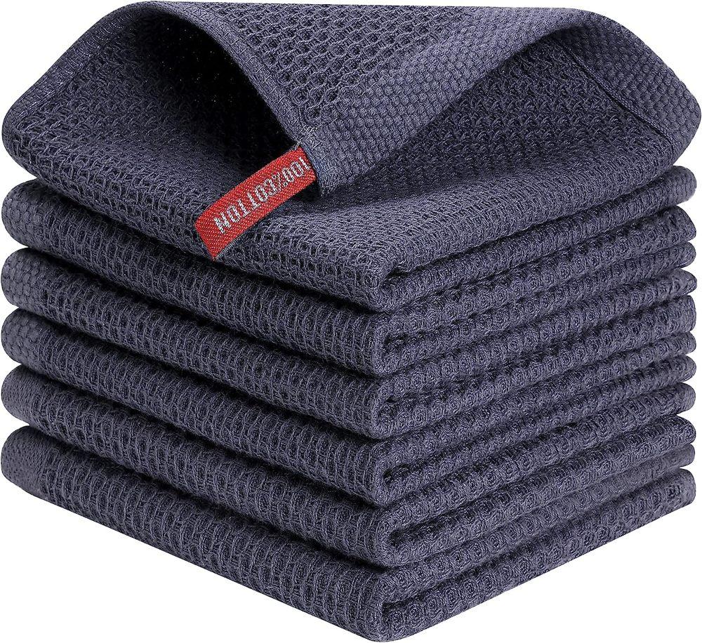 kitinjoy 100% cotton kitchen dish cloths - machine washable