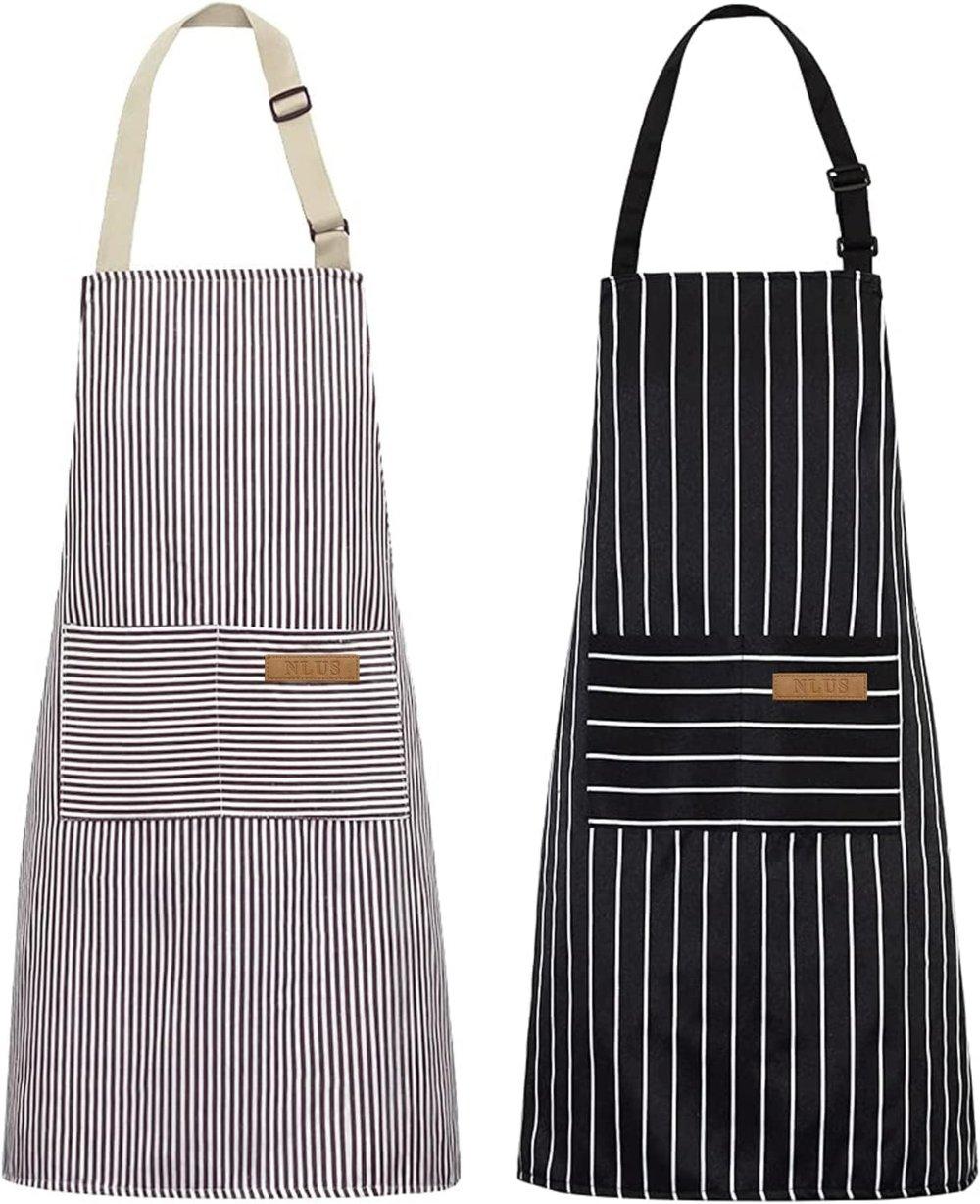 nlus 2 pack kitchen cooking aprons - adjustable neck bibs