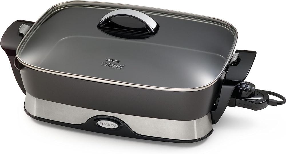 presto electric foldaway skillet - tempered glass cover