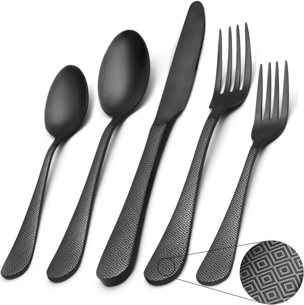 sharecook matte black cutlery set - dishwasher safe