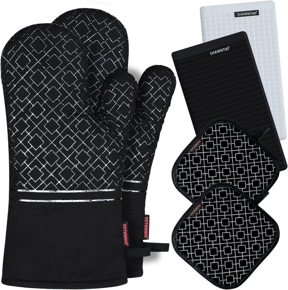 shawntoo oven mitts and pot holders - non-slip grip