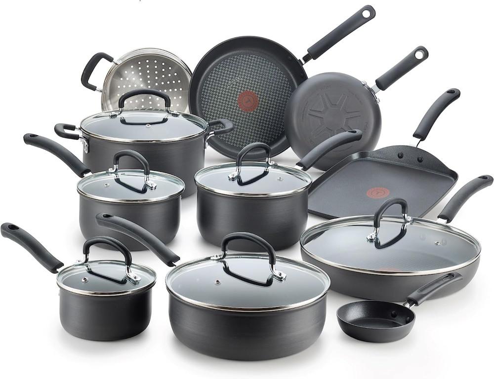 t-fal ultimate hard anodized cookware set - thermo-spot technology