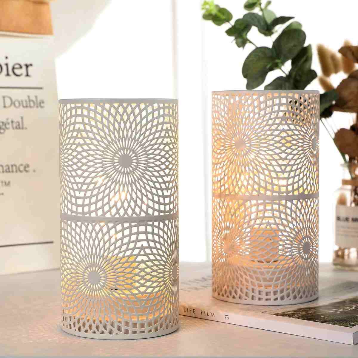 JHY White Table Metal lamp Set