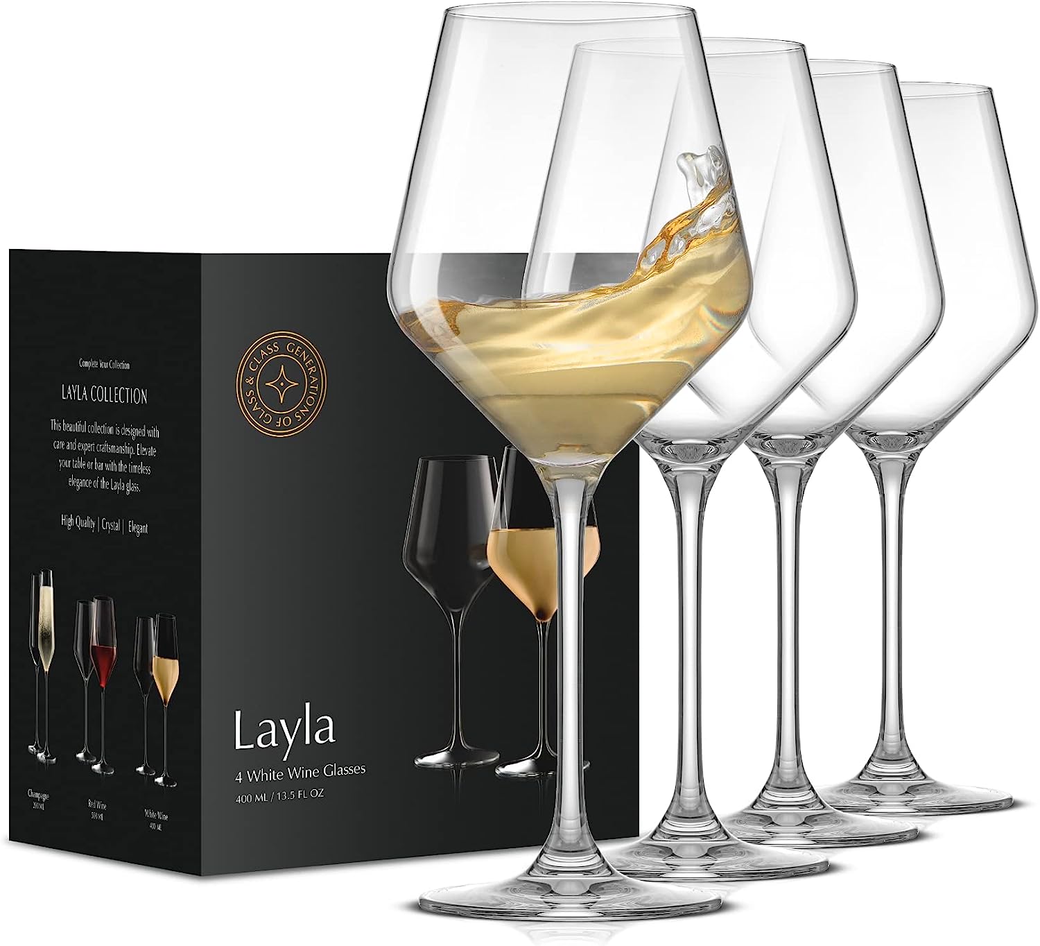 JoyJolt Layla White Wine Glasses