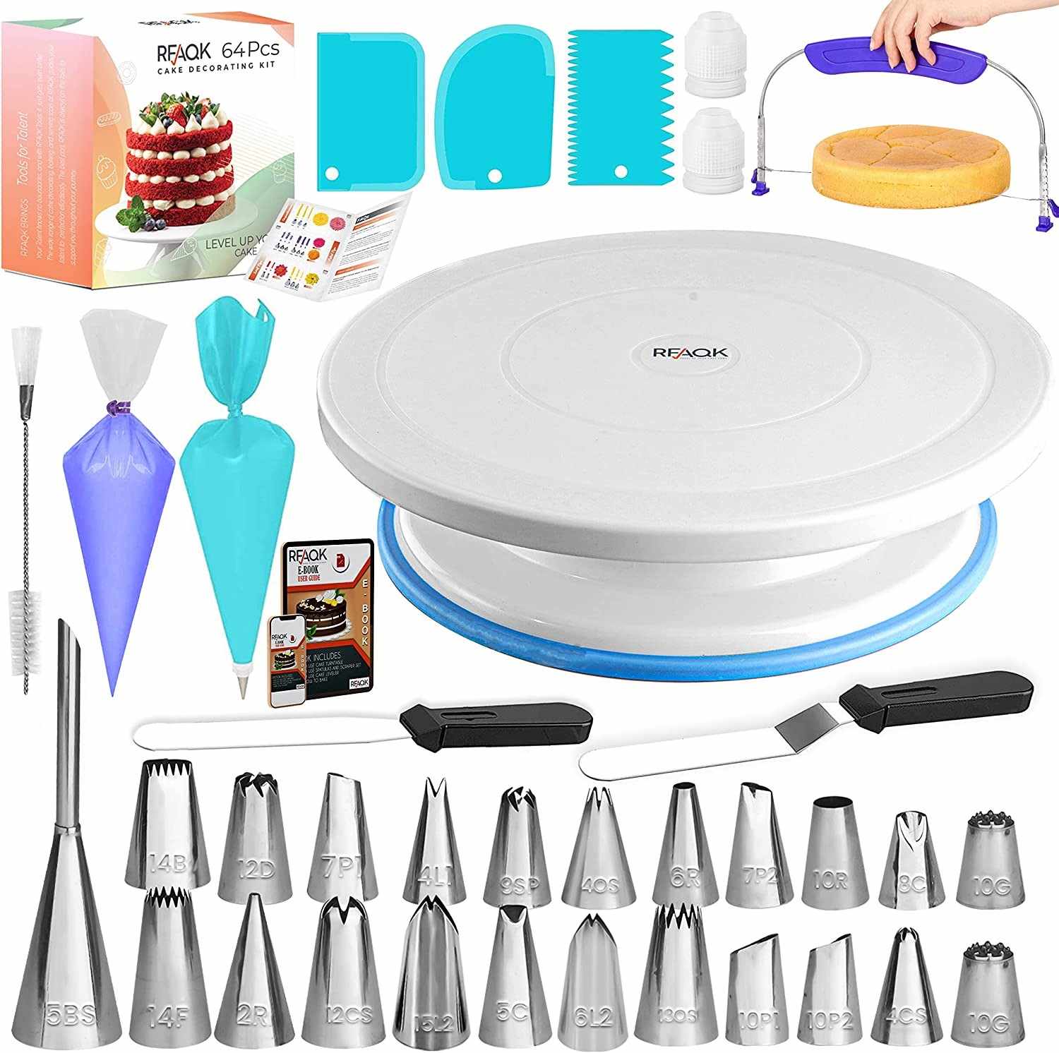 RFAQK 64 Pcs Cake decorating supplies Kit