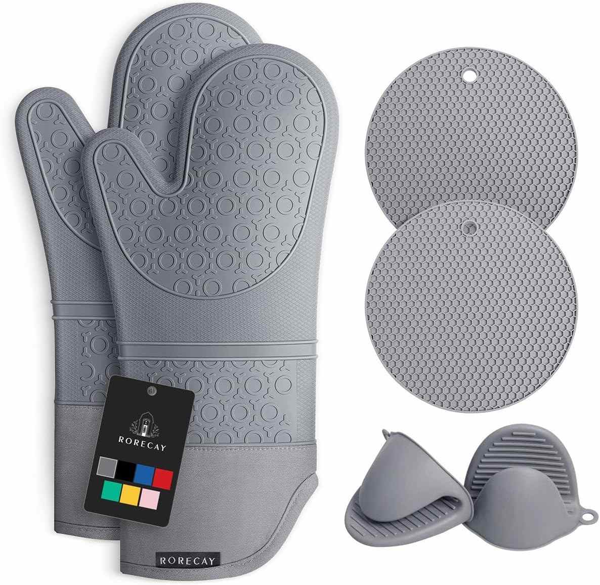 Rorecay Extra Long Oven Mitts and Pot Holders Sets