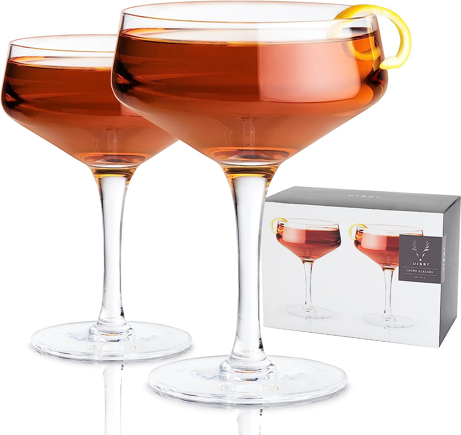 Viski Raye Angled Stemmed Cocktail Glasses 