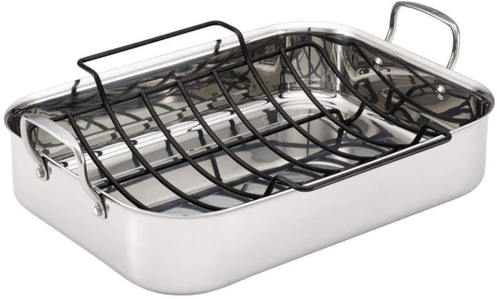 anolon triply clad roasting pan - stainless steel
