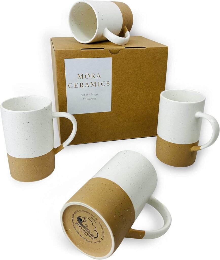 mora ceramics coffee mug set of 4 - microwave safe
