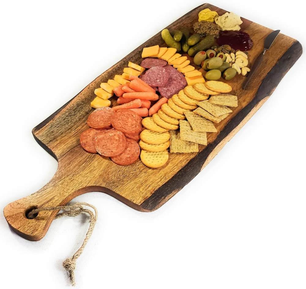 featherlee live edge charcuterie board - best value