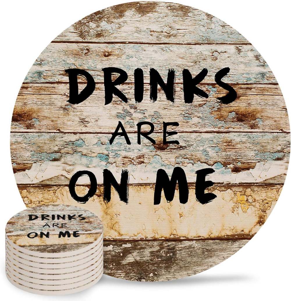 home l6 drinks are on me coaster - runner up