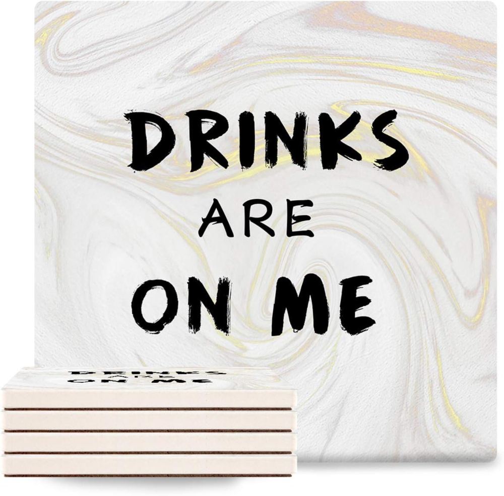 our wings ceramic stone drinks are on me coaster - great design