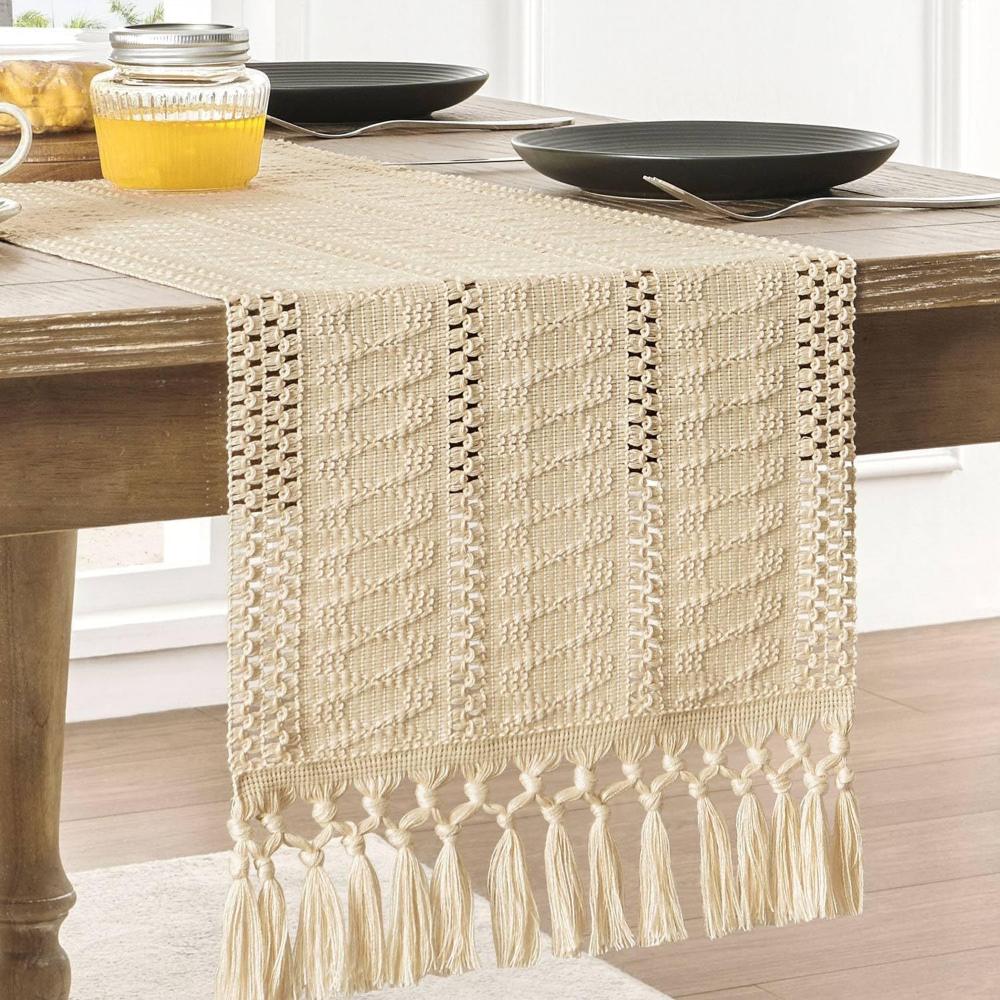 zeemart macrame style boho table runner - our top pick