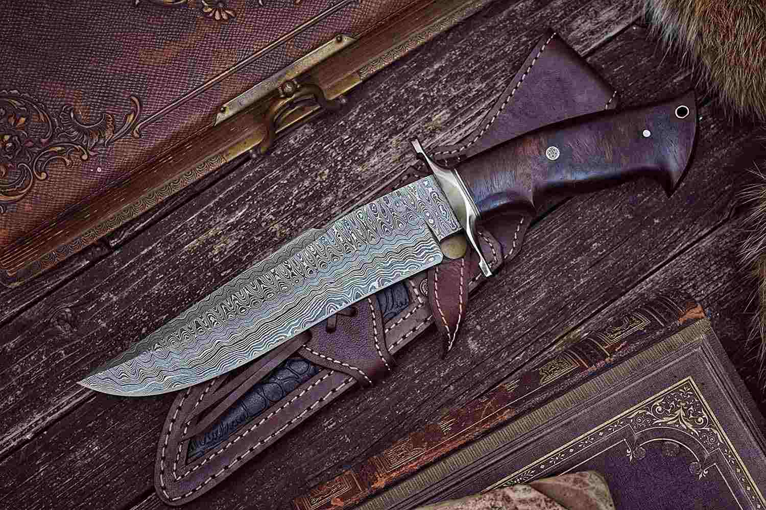 BIGCAT ROAR Damascus Hunting Knife
