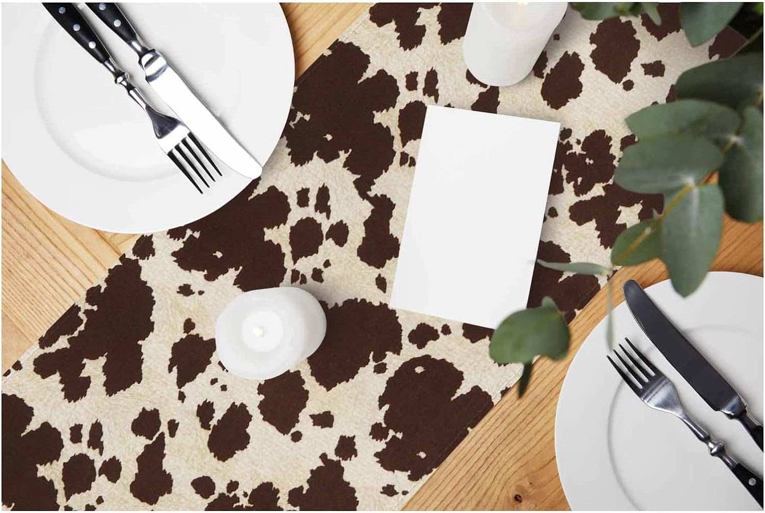 HOSNYE Cowhide Table Runner