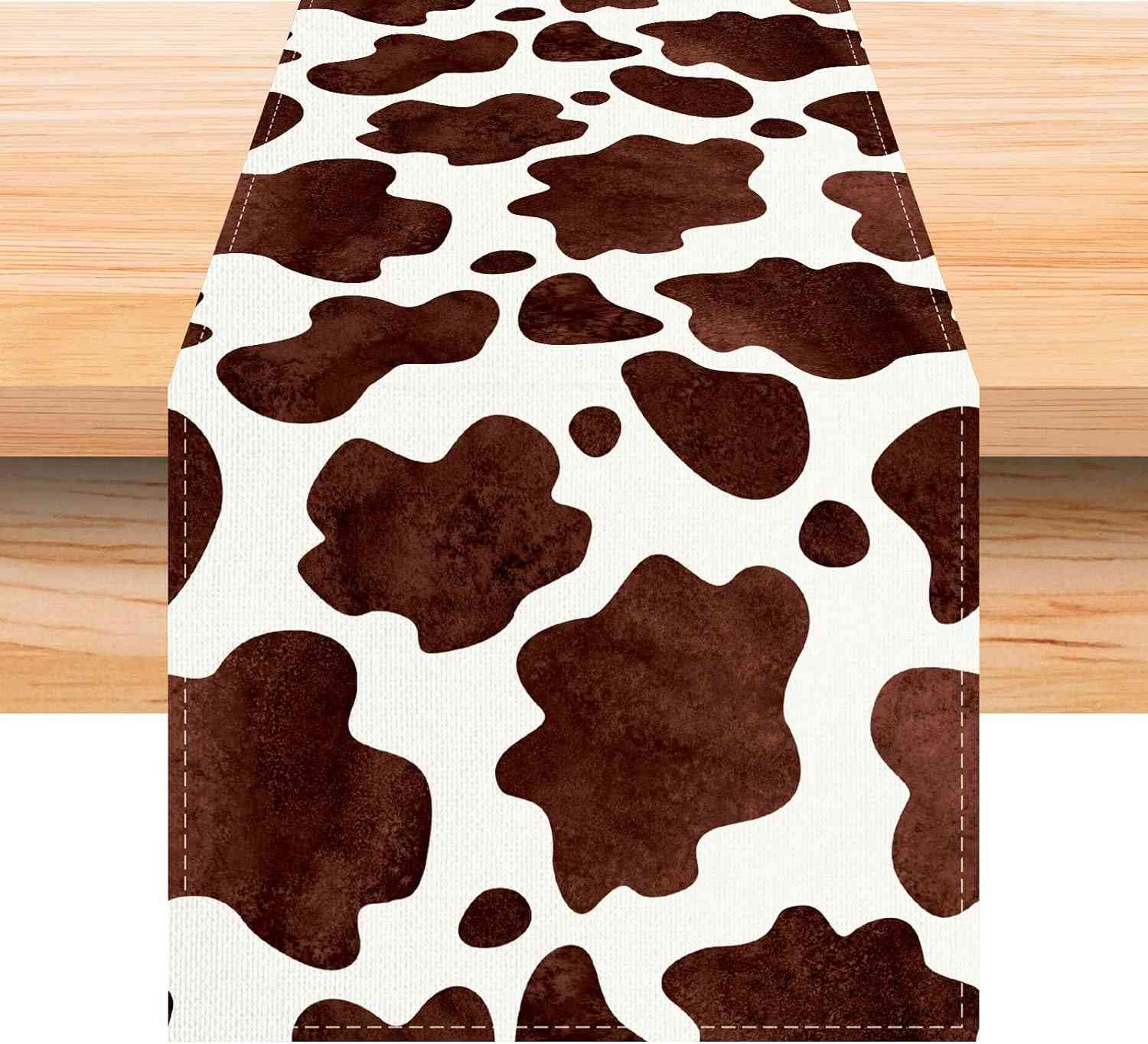 Jiudungs Linen Cowhide Table Runner