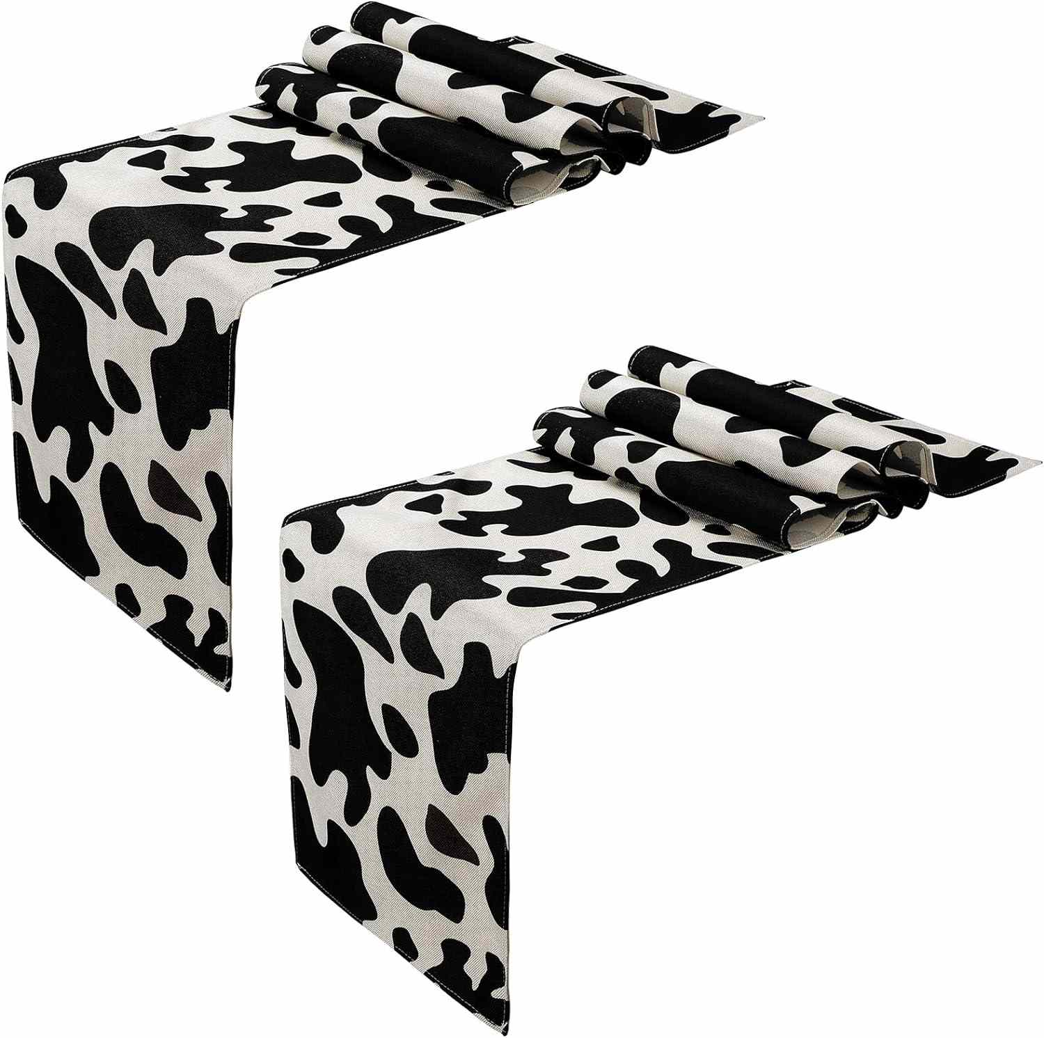 Kingdder 2 Pcs Cowhide Table Runner