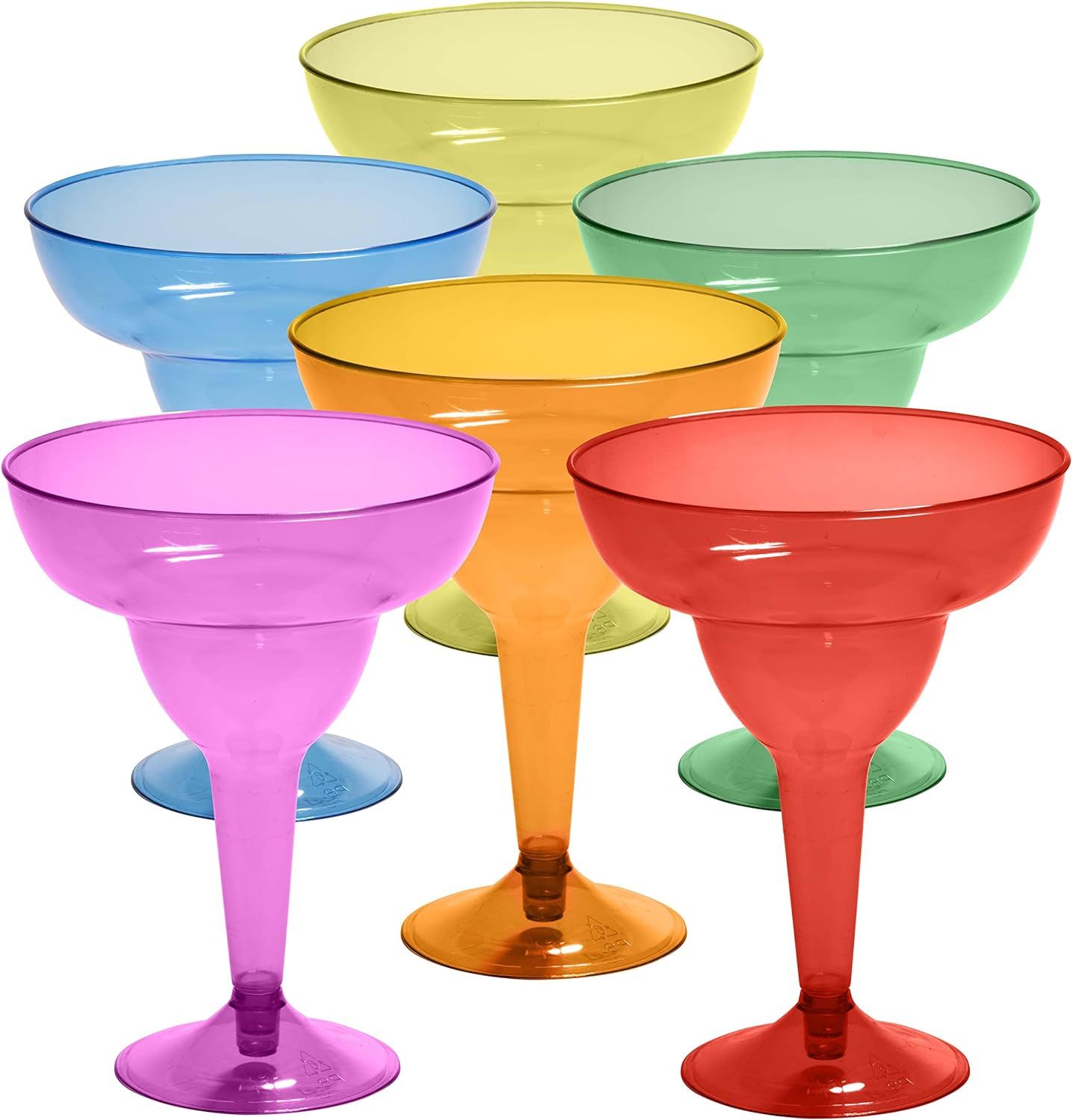 Prestee Multicolor Plastic Margarita Glasses