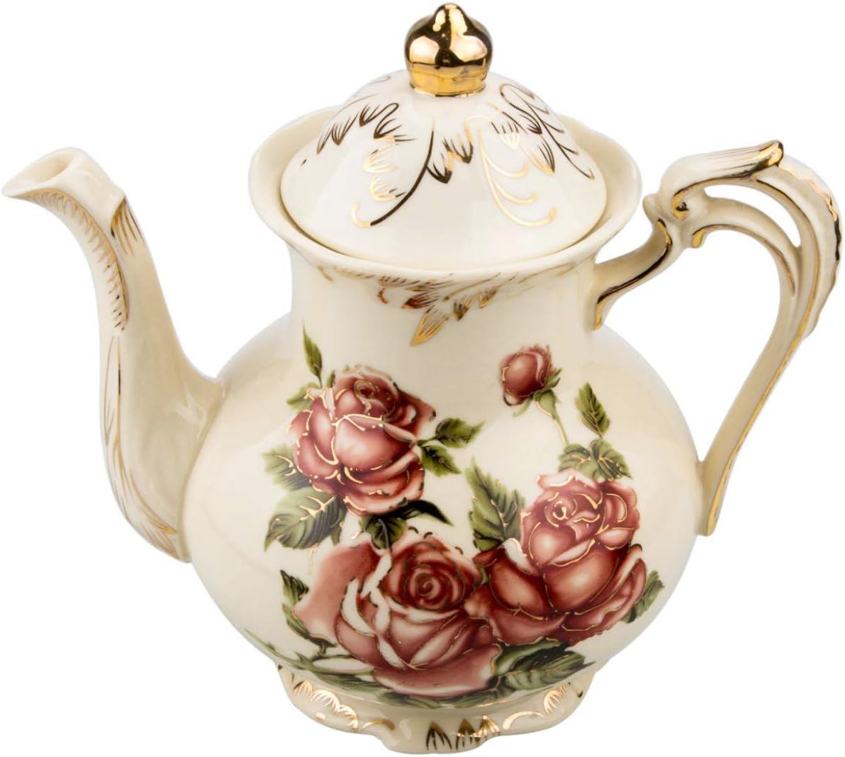 STARVAST Rose Pattern Ceramic Tea Pot
