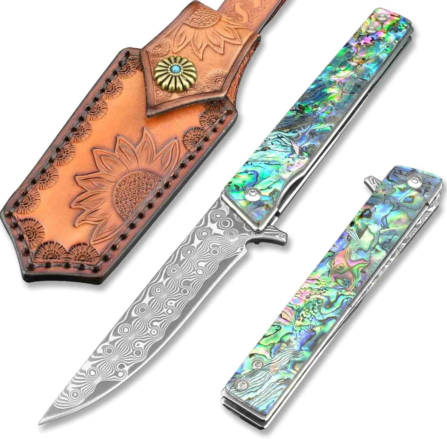 VALKNUT Damascus Pocket Knife