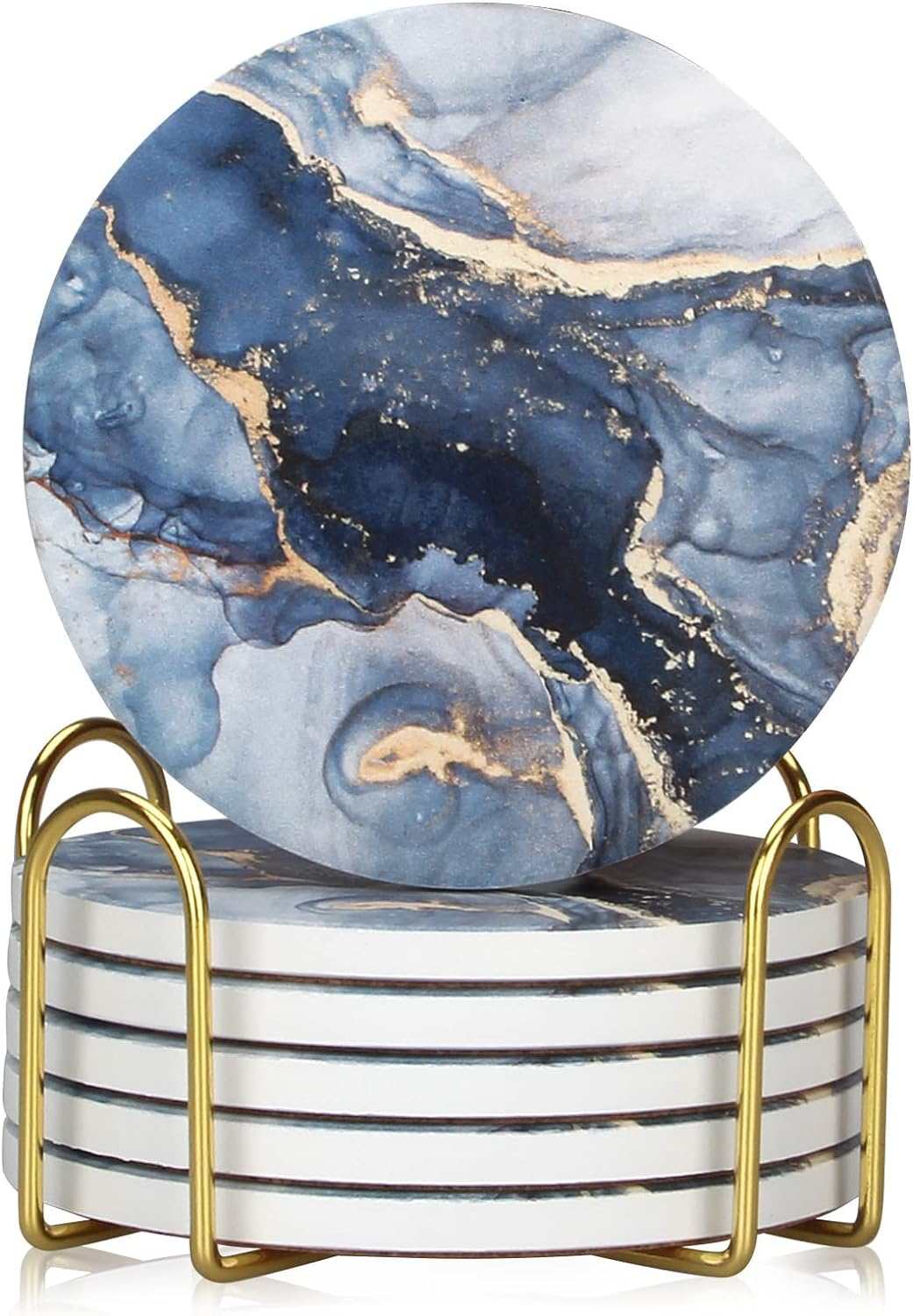 Dksyee Navy Blue Ceramic Coasters