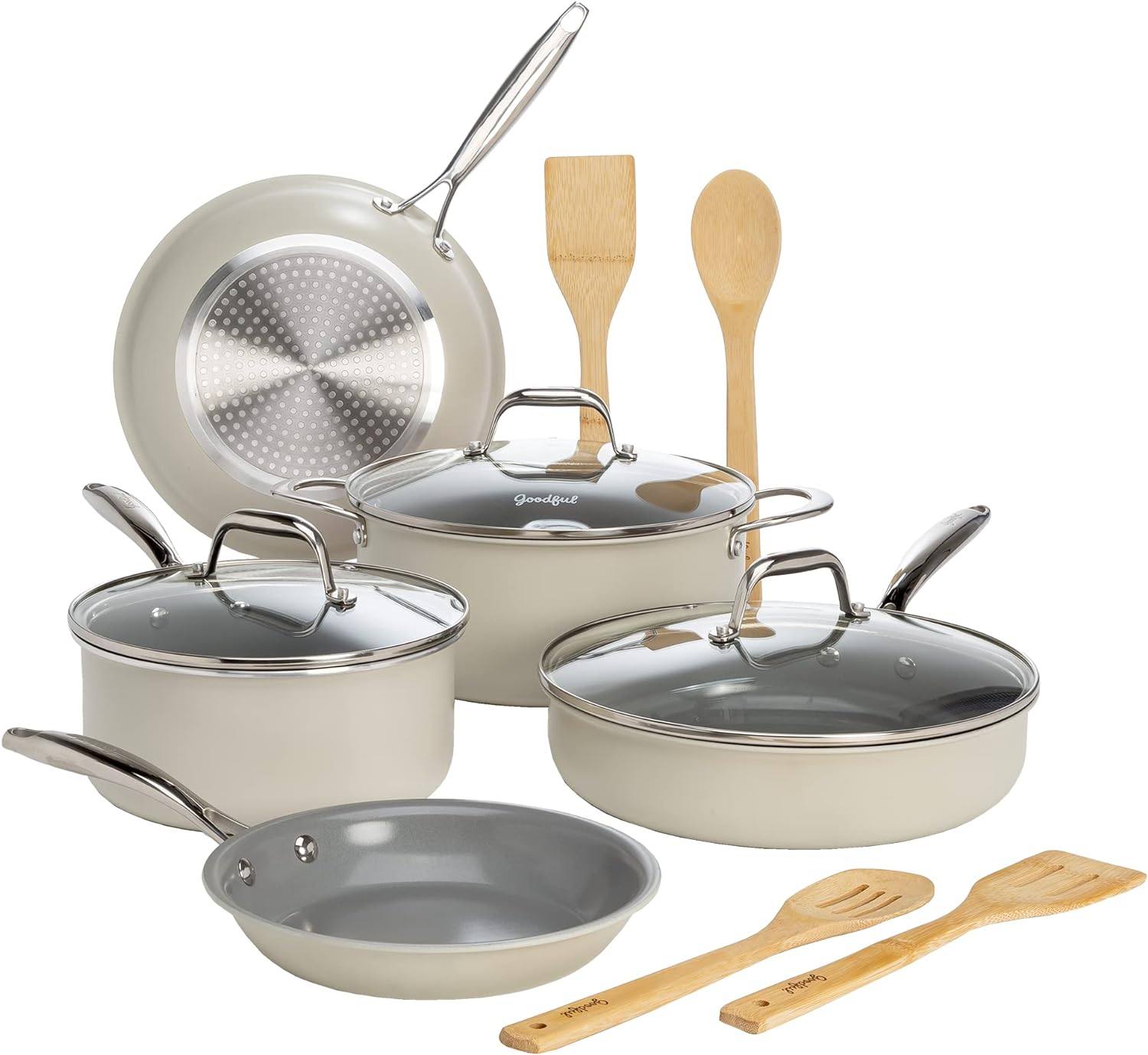 Goodful Ceramic Titanium-Reinforced Cookware Set