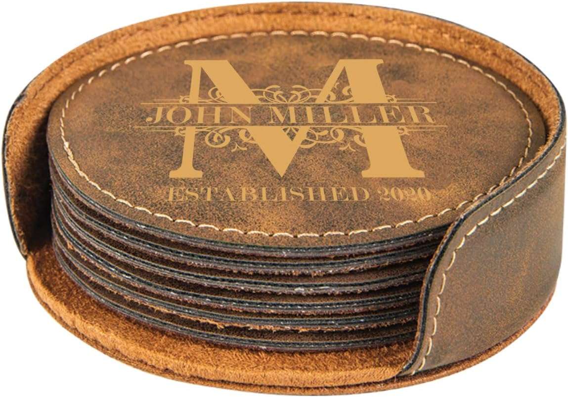 Sofia's Findings Personalized Leather Coasters