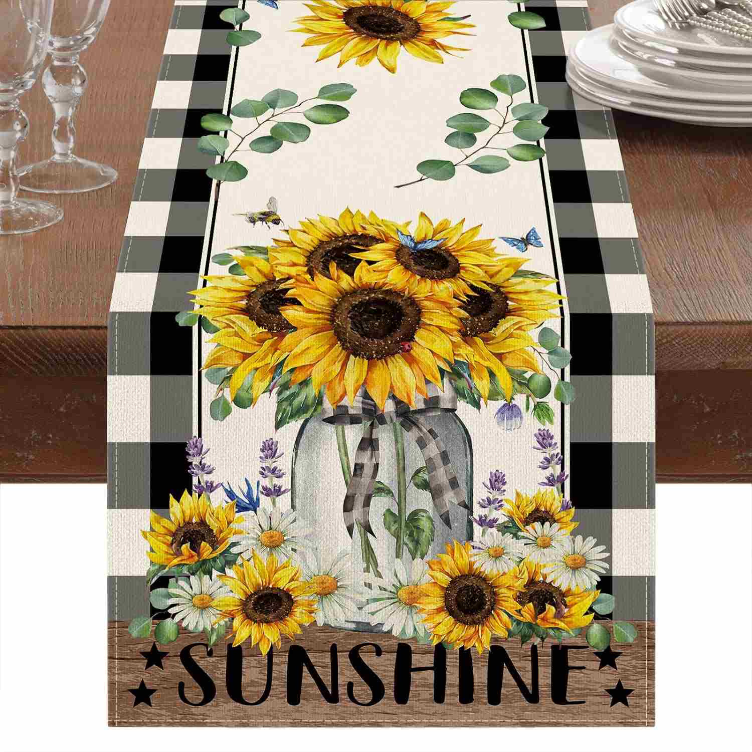 Cmegke Sunflower Table Runner