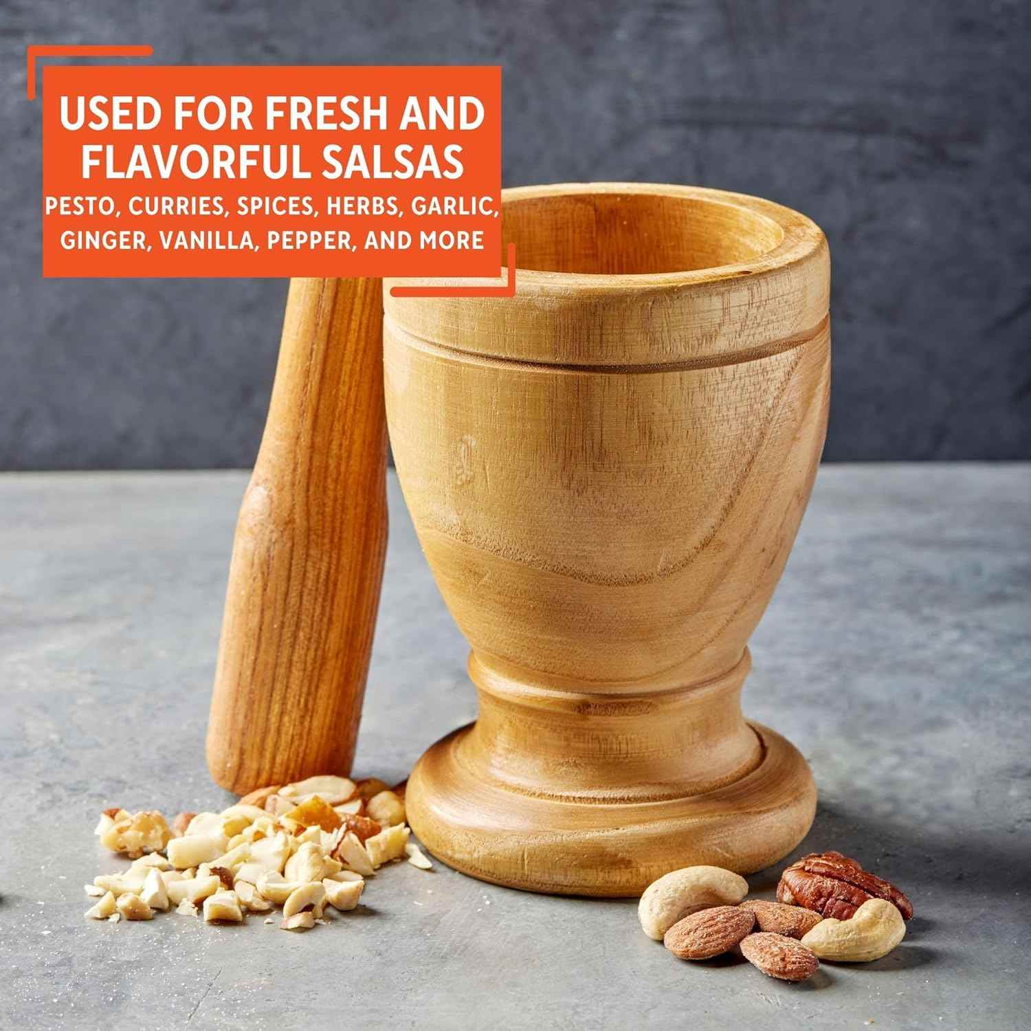 IMUSA Small Wood Mortar & Pestle