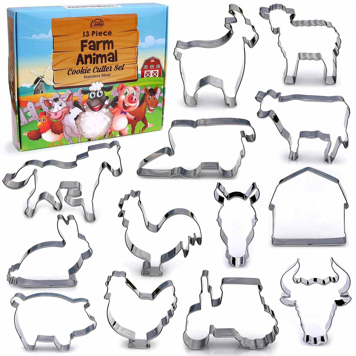 Sweet Cookie Crumbs 13 Pcs Farm Animal Cookie Cutter Set