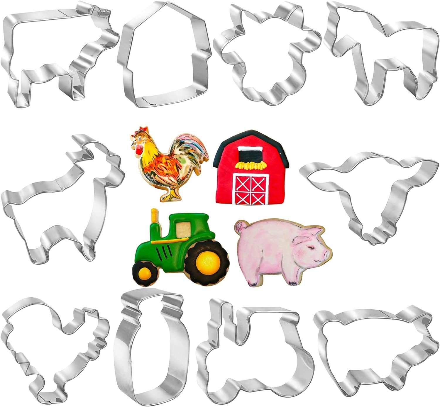 TosParty 10 PCS Farm Animal Cookie Cutter Set