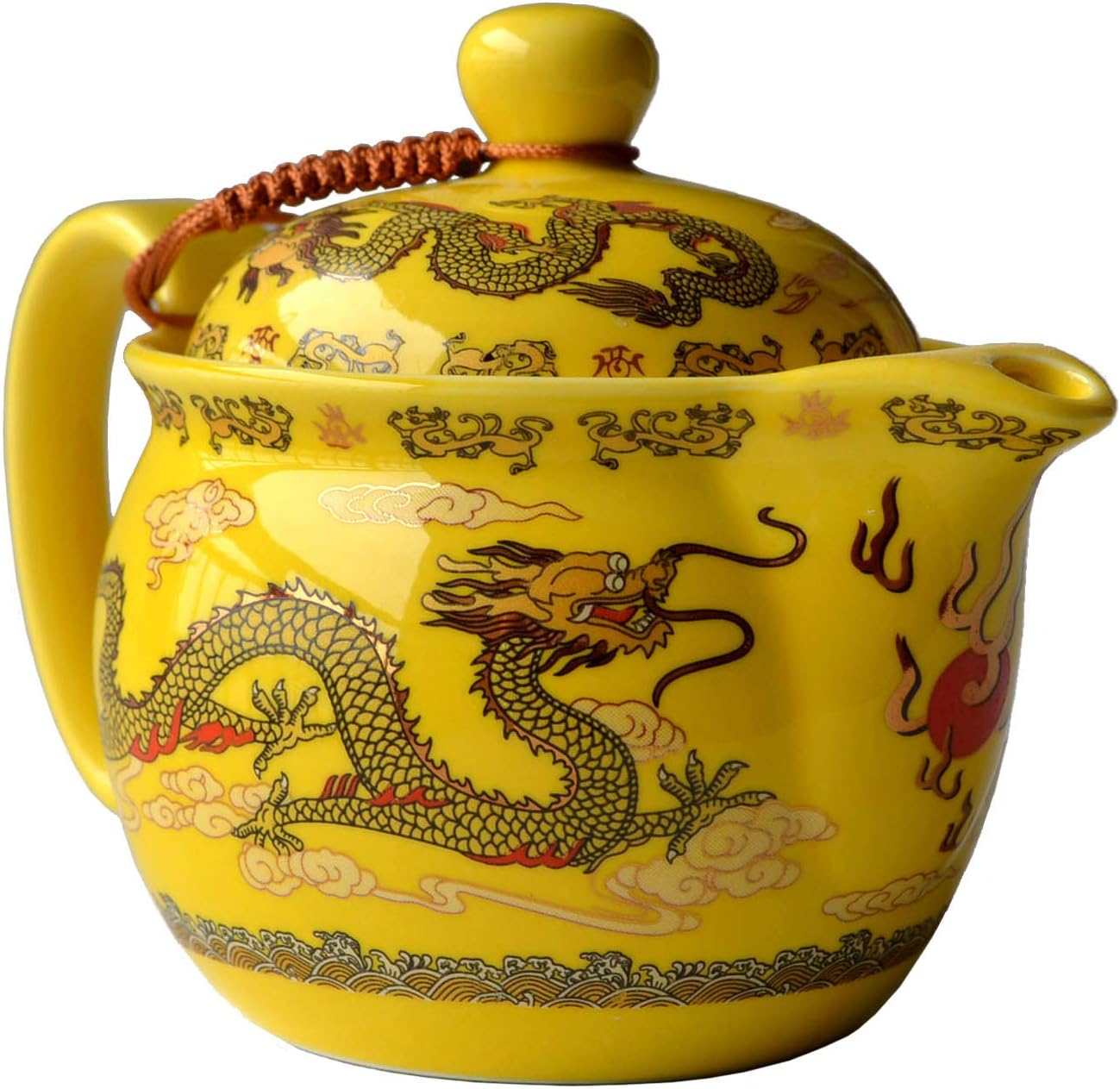 YXHUPOT China Yellow Porcelain Teapot 