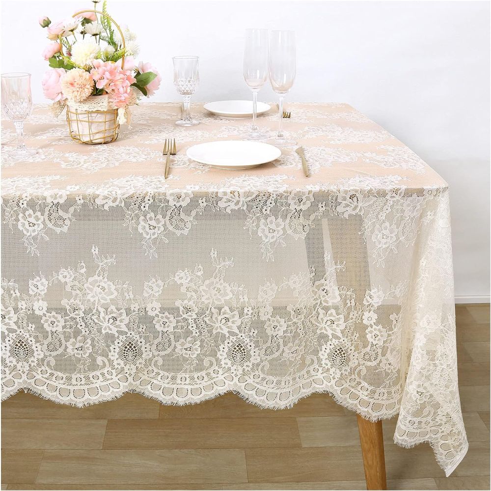 fanqisi ivory lace tablecloth - wrinkle free
