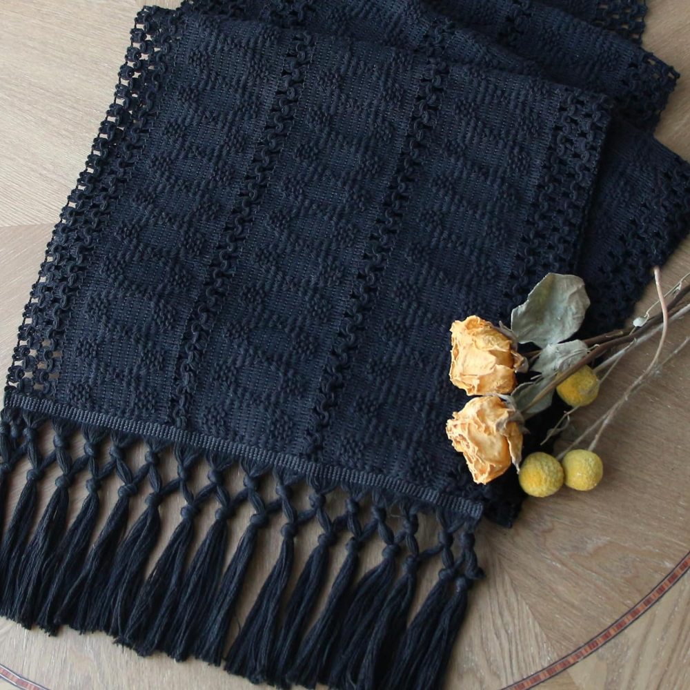 fexia boho black table runner - best value