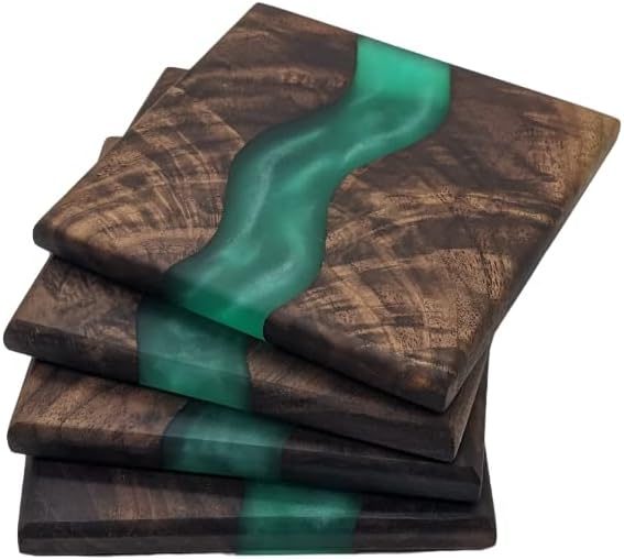 generic handmade wood coaster set - great design