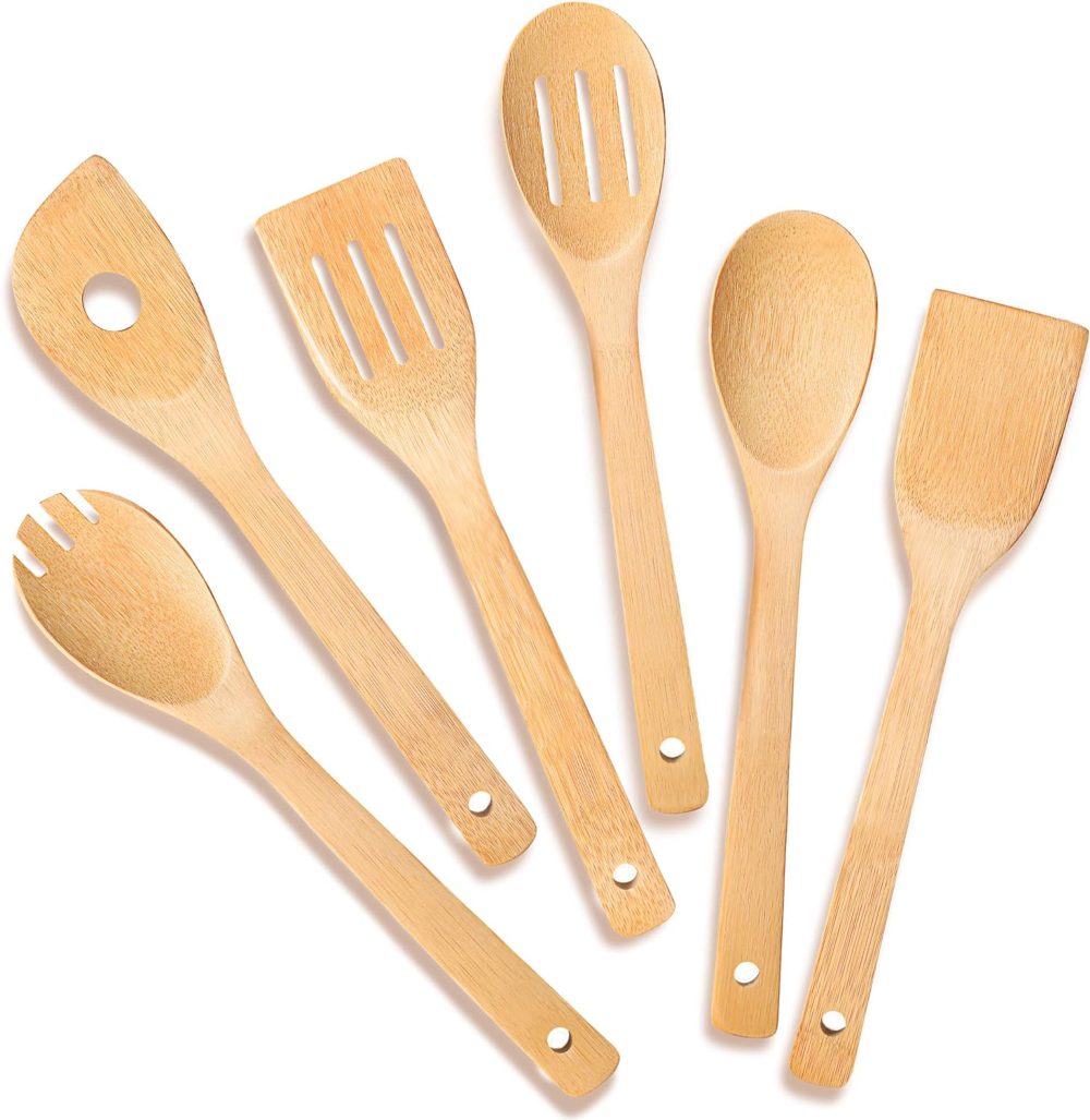 iooleem bamboo wooden kitchen utensils - best value