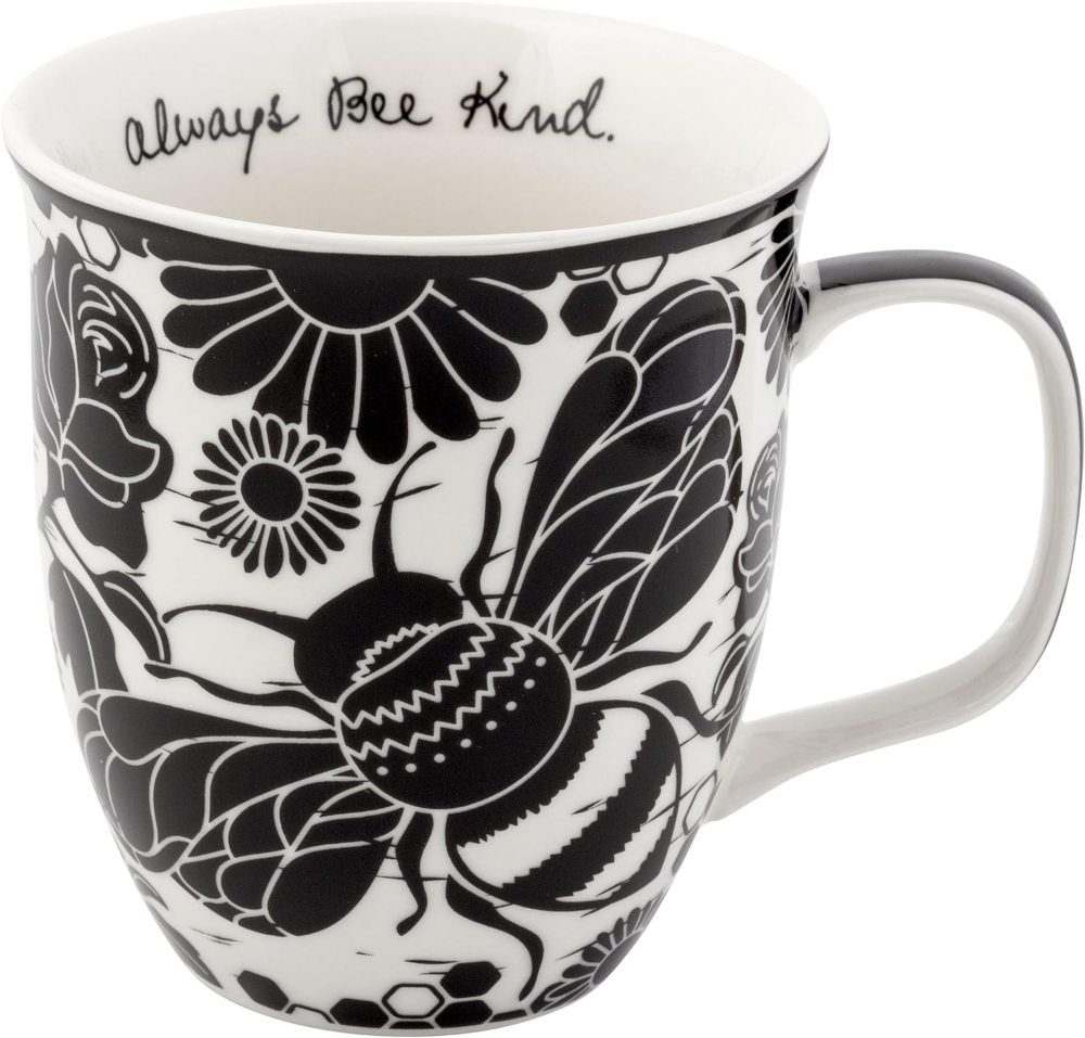 karma black and white boho bee coffee mug - our top pick