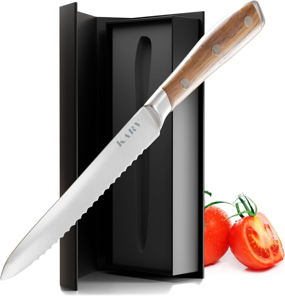 karv serrated knife authentic - wood finish