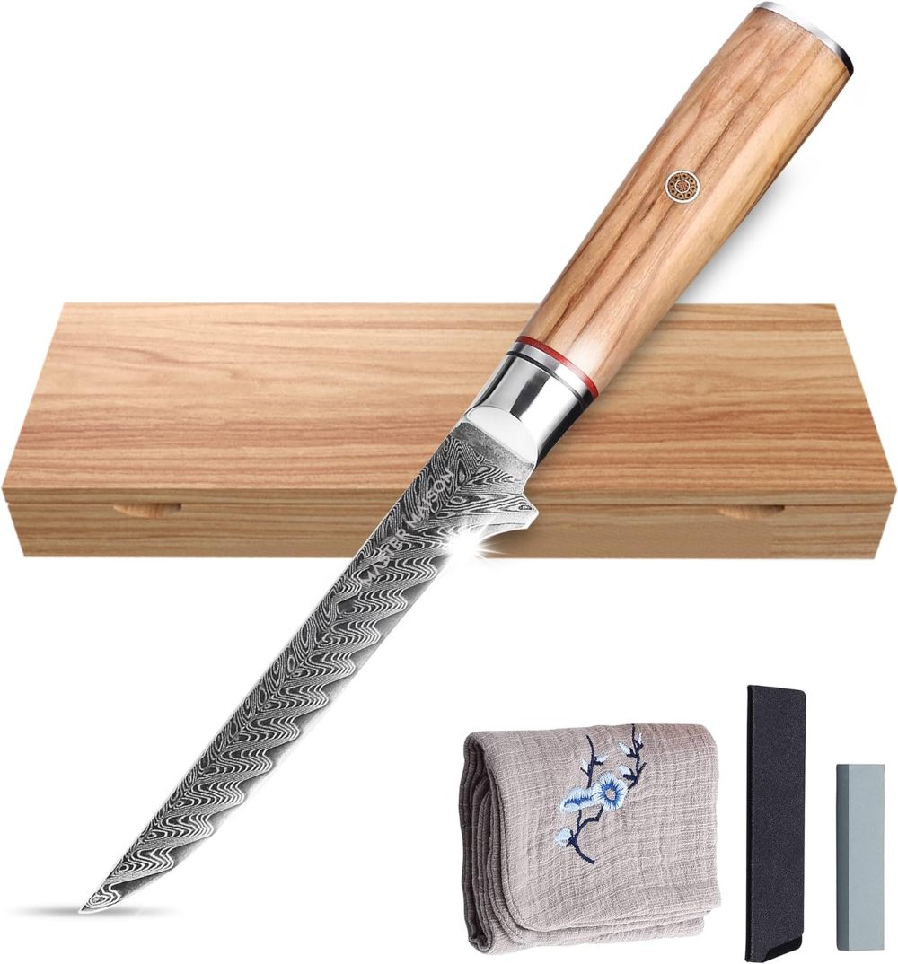 master maison damascus steel fillet knife - thick blade