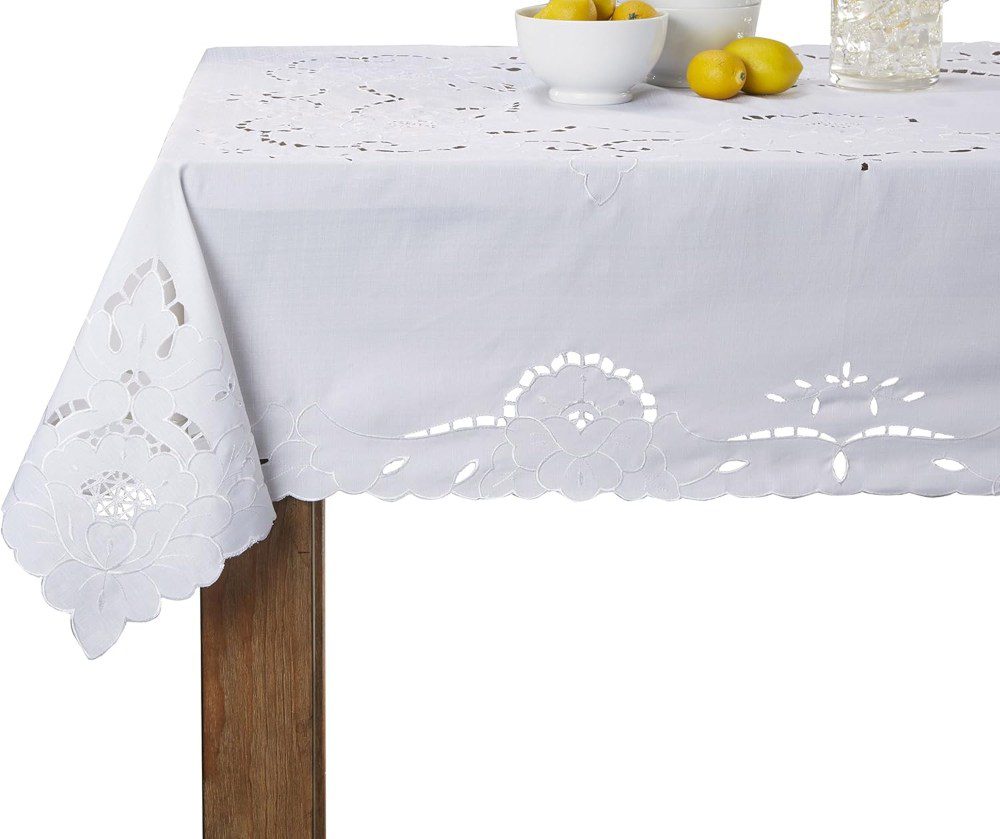 violet linen sapphire embroidered tablecloth - 100% polyester