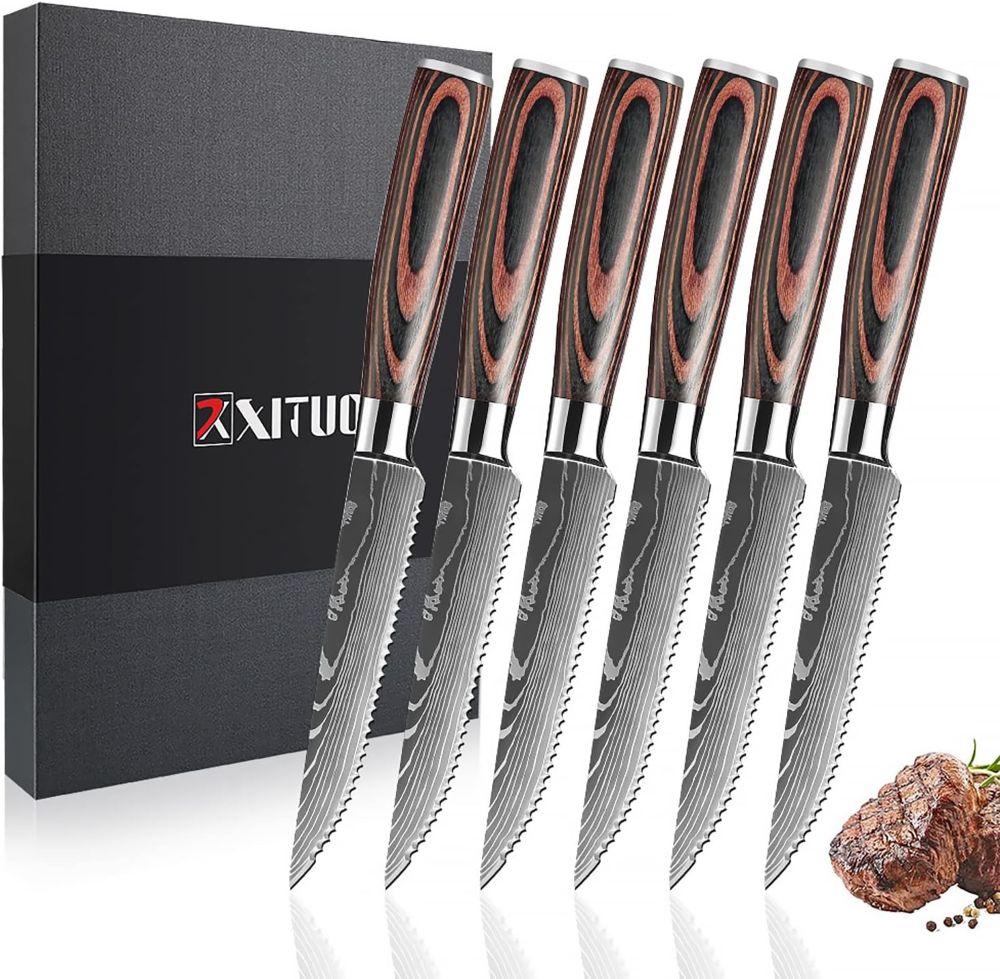 xt xituo steak knives set - wooden handle