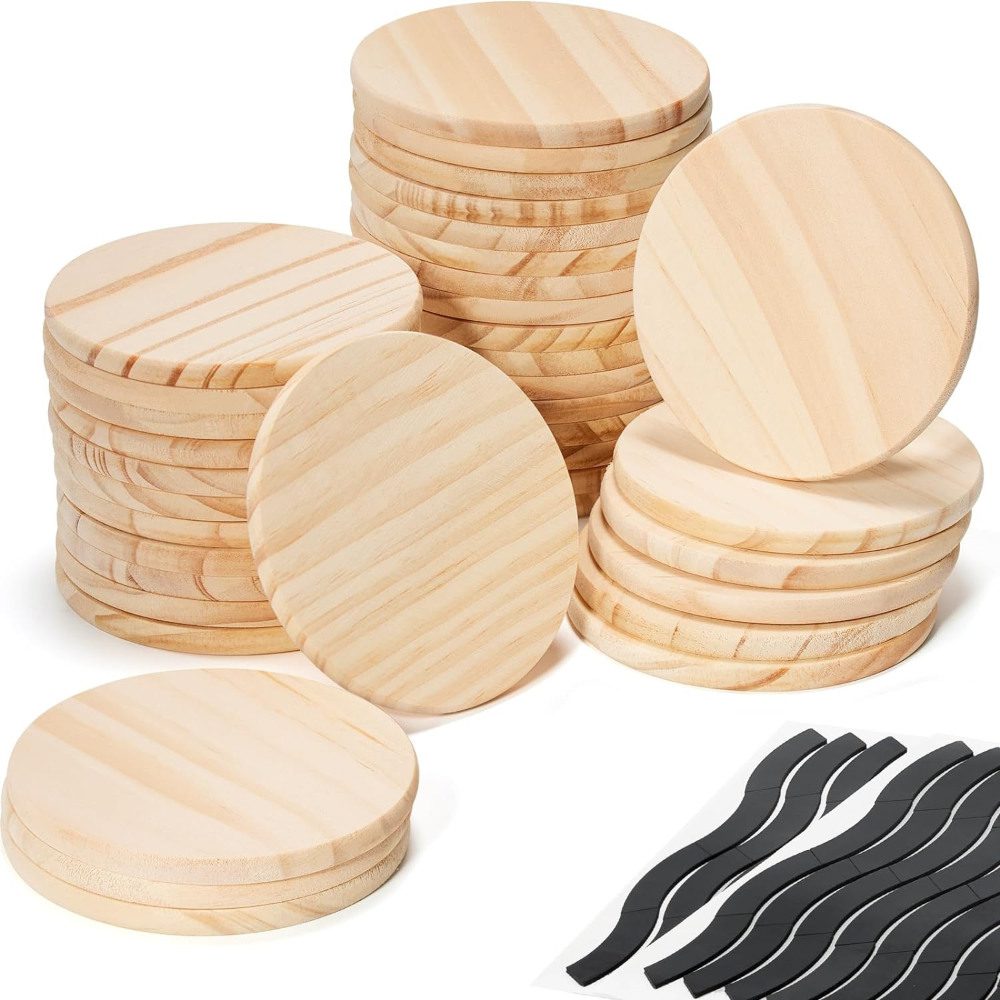 yangbaga 36pcs unfinished wood coasters - best value