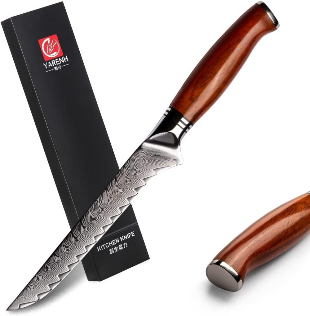 yarenh damascus boning fillet knife - comfortable handle
