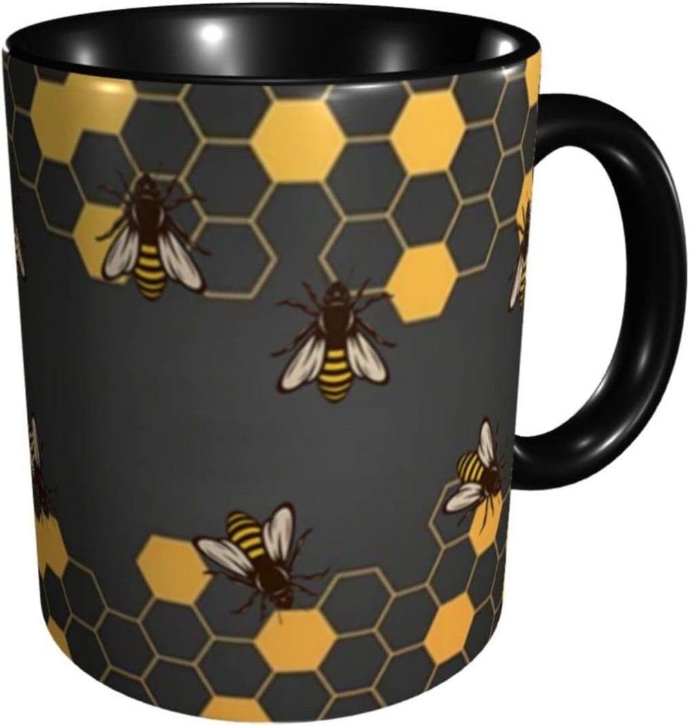 yrebyou honeycomb bee coffee mug - microwave safe