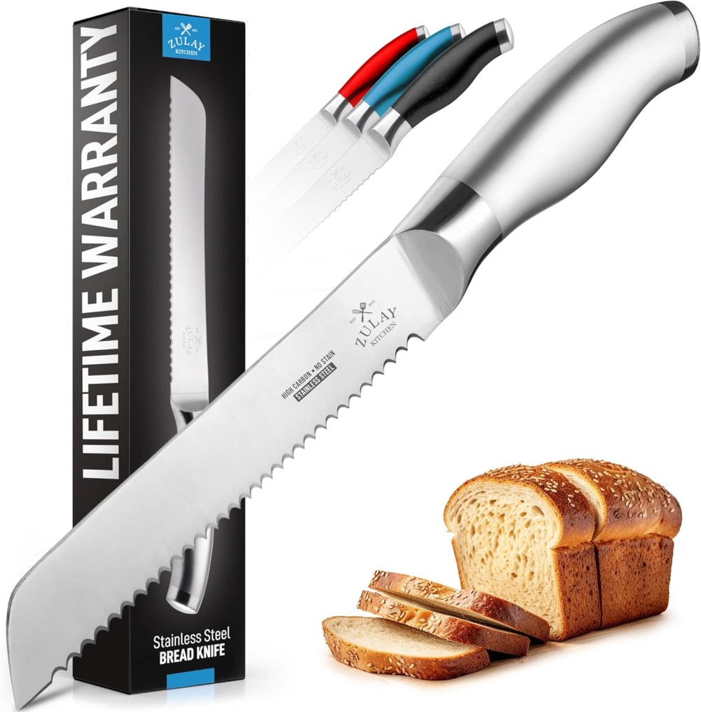 zulay kitchen serrated bread knife - best value